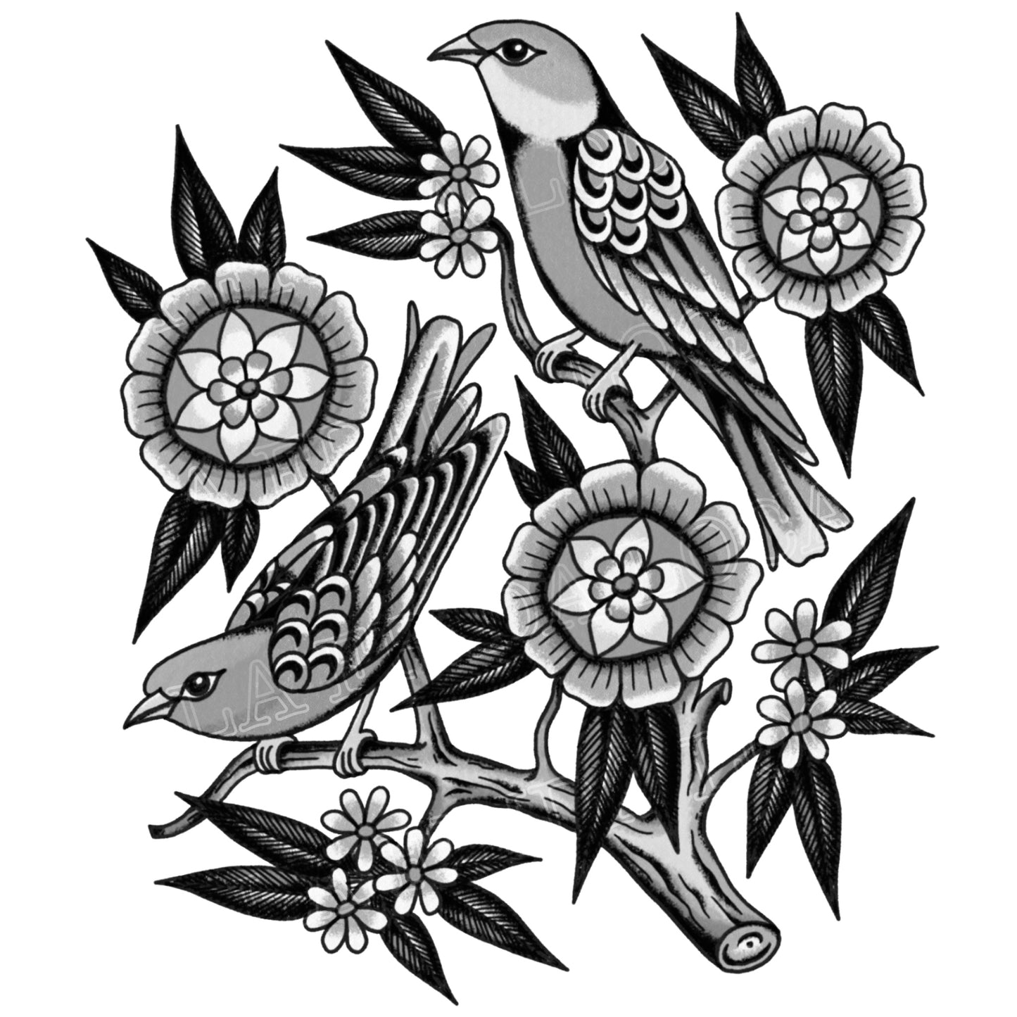 Oiseaux et fleurs